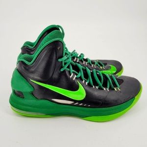 Nike KD V 5 Men Sz 9 Blk /Electric Grn /Pine B Ball Shoes 554988-004 Pre Owned